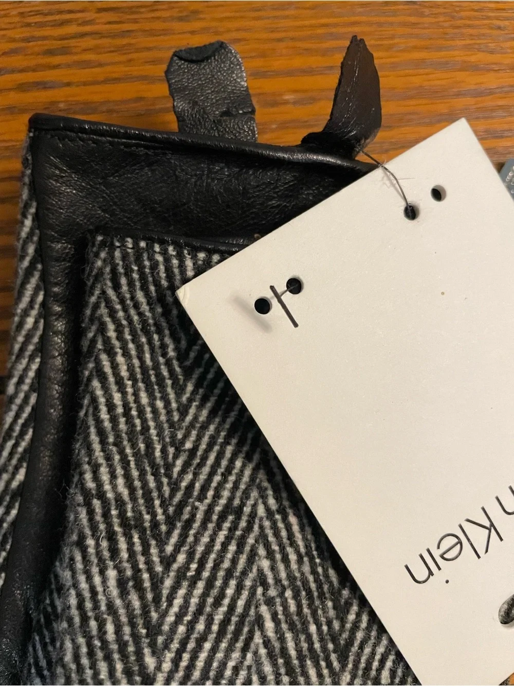 Calvin Klein Herringbone Leather Gloves NWT